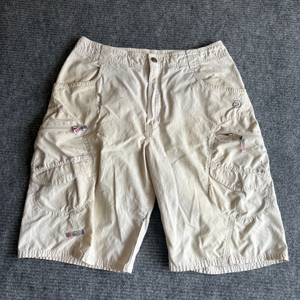 Ocean Pacific OP Mens Cargo Shorts Size 31 Khaki Tan Distressed Y2K Gorpcore